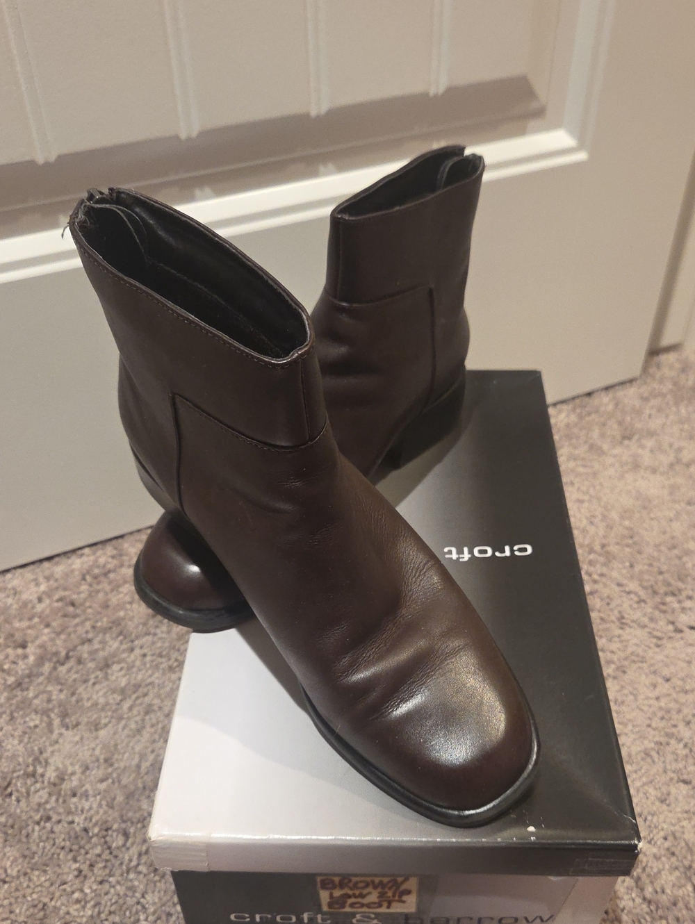 croft & barrow Dark Brown Women’s Leather Ankle Booties